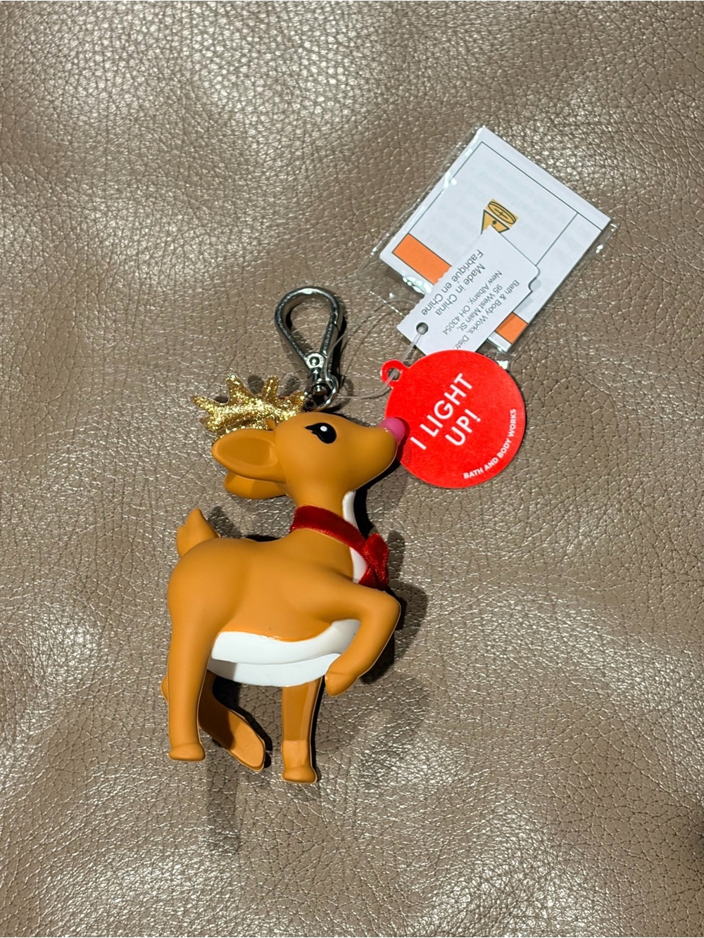 Bath & Body Works Christmas Reindeer with Light Up Nose Pocketbac Holder BNWT